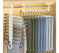 MULEVIP 9 en 1 Cintre Pantalon,2PCS Cintre Pantalons de Armoire Gain de Place,Cintres Pantalons,Ceintre pour Pantalons,Cintres Porte-Pantalons pour Pantalons,Écharpes,Jeans,Vêtements,Serviettes