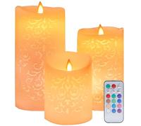 MULEVIP Bougie LED 3 Types LED 않는 Flamme BougiesLED Cire Véritable avec Minuterie Télécommande, Motif Creux Électronique Fausse Bougie pour Soirée, Party, Mariage, Fêtes, Noël