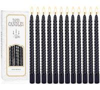 MULEVIP Bougies Chandelles Lot de 12 Bougies Décoratives Torsadées,Bougies Coniques, Bougies de Table pour Bougeoir,Carillons,Veillée aux Chandelles,Décorations de Fête, Hauteur 25 cm, Ø 2 cm, Noir