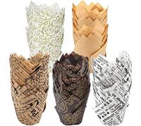 MULEVIP Caissettes Cupcake 250 Pièces Tasses de Cuisson de Tulipe, Muffin Papier Moules à Muffins, pour Mariages, Anniversaires, Noël, Fêtes Diverses (5 x 8cm)