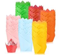 MULEVIP Caissettes Cupcake, Tasses de Cuisson de Tulipe, 300 Pièces Muffin Papier Moules à Muffins en Papier, pour Mariages, Anniversaires, Noël, Fêtes Diverses (6 Couleurs - 5 * 8cm)