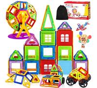 MULEVIP Construction Magnetique Enfant 82 Pièces Bloc de Construction Magnétique,Bloc Construction Magnetique,Jouets de Construction Éducatifs,Cadeau pour Les Garçons et Les Filles âgés de 3 à 8 Ans