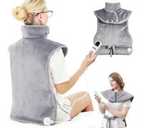 MULEVIP Coussin Chauffant dos 61 x 94 cm Coussin Chauffant Cervicales avec 9 Niveaux de Chaleur, 4 Réglages de Synchronisation,Tissu Doux,Arrêt Automatique, Lavable en Machine - Gris