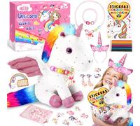 MULEVIP Peluche Licorne 29Pcs Bijoux Enfants, Loisirs Créatifs, Sac Cadeau 3-12 Ans, Jouet 3-10 Ans