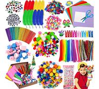 MULEVIP Pipe Cleaners Crafts Kit 1500+ Pcs Bricolage Enfant Pipe Cleaners Crafts Set, Kit Bricolage Enfant, Fournitures Éducatives, Loisirs Créatifs pour Enfants, avec Pompons, Yeux Gluants, Plumes