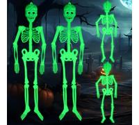 MULEVIP Squelette Lumineux à Suspendre pour Halloween, 4pcs Squelette pour Décoration d'halloween, Décoration à Suspendre pour Fête d'halloween - Maison Hantée