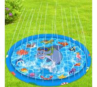 MULEVIP Tapis Enfant de Jet d'eau, Jeux d'eau, Pliable en PVC Jeux d'eau Enfant Exterieur,170 CM Piscine, Piscine Enfant Jet Fontaine Réglable, Jeu d'eau Exterieur Été pour Enfant Adulte Chien