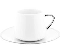 Mulex 12 pcs. Set de tasses à moka avec soucoupes en porcelaine Service à moka 100 ml blanc/argenté