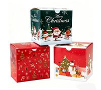 MULIANBOX Lot de 15 boîtes cadeaux de Noël empilables avec couvercles, 12,7 x 12,7 x 12,7 cm, carrées pour bougies, bonbons, biscuits