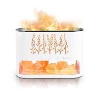 MULIN 2 en 1 diffuseur huiles essentielles & Lampe en Cristal de Sel Himalaya, diffuseur Huile Essentielle avec Lumière Effet Flamme,pour Salon Chambre Yoga comme Cadeau Anniversaire.Blanc