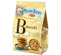 Mulino Bianco Baiocchi Lot de 6 biscuits avec crème de noisette et cacao pour le petit déjeuner et collation sucrée pour l'après-midi 260 g + polpa gourmet italien 400 g