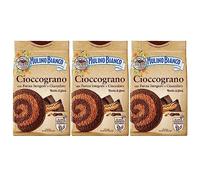 MULINO BIANCO Cioccograno Italien, biscuits sablés à base de farine complète et de chocolat noir 330g x 3 parcelles (Cioccograno, x3)