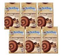 MULINO BIANCO Cioccograno Italien, biscuits sablés à base de farine complète et de chocolat noir 330g x 6 parcelles (Cioccograno, x6)