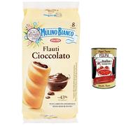 Mulino Bianco Flauti Lot de 6 collations au chocolat, gâteaux et collations sucrées pour entre les deux - 280 g + polpa italien Gourmet 400 g