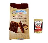 Mulino Bianco Lot de 12 mini graisses integrali au chocolat noir, riches en fibres, biscottes complètes sans huile de palme 110 g + polpa gourmet italien 400 g