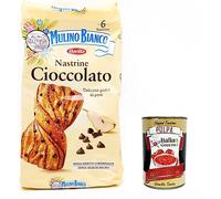Mulino Bianco Nastrine con gocce di cioccolato Lot de 3 rubans de chocolat au goût délicat de poire - 6 collations + polpa gourmet italien 400 g
