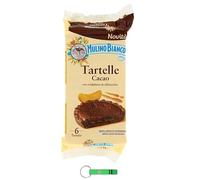 Mulino Bianco Tartelle Cacao Lot de 8 tartelettes à la confiture d'abricots, pâte brisée au cacao - Gâteau sucrée 288 g (chaque paquet contient 6 collations) + porte-clés gratuit Beni Culinari