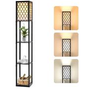 MULISOFT Lampadaire Étagère - Lampe sur pied moderne - Ampoule LED E27 incluse - 3 Niveaux Etagères - 3 Températures de couleur