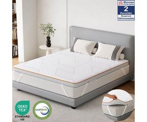 MULISOFT Surmatelas à Mémoire de Forme au Gel 140x200cm - 2 Densités H3/H4 - Tissu Glace Déhoussable & Lavable - Epaisseur 7,5cm