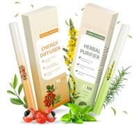Mullein - Stylo diffuseur à base de plantes - Inhalateur sans fumée pour arrêter de fumer, nettoyer les poumons avec molène thym et menthe - Désodorisant aromatisé (2 bâtons)
