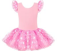 Mulnall Fille Ballet Tutu Leotard Volants Manches Brillantes Enfants Ballet Vêtements Robe de Danse Corps de Danse avec Jupe Tutu(bambin/petite fille/grande fille)(6022-08-M)