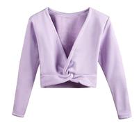 Mulnall Fille Ballet Wrap top leotard à manches longues danse Wrap pull gymnastique cardigan avec velours à l'intérieur(UK824-09-130)