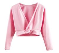 Mulnall Fille Ballet Wrap top leotard à manches longues danse Wrap pull gymnastique cardigan avec velours à l'intérieur(UK824-08-140)