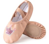 Mulnall Filles Ballet Chaussures Classique Cuir Yoga Ballerine Chaussure de Danse Pilates Pantoufles Danse Pratique Gymnastique Chaussons Split Plate pour Filles Enfants Femmes(WX65-08B-34)