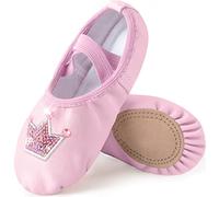 Mulnall Filles Ballet Chaussures Classique Cuir Yoga Ballerine Chaussure de Danse Pilates Pantoufles Danse Pratique Gymnastique Chaussons Split Plate pour Filles Enfants Femmes(WX65-08-28)