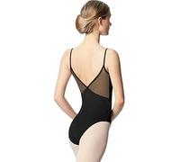 Mulnall Justaucorps caraco de danse pour femme, dos en V, doublure intégrale sur le devant, Noir , M