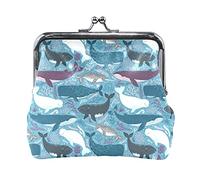 Multi 1 Noir Blanc Loup en attrape-rêves sur fond gris foncé Femmes Porte-monnaie en cuir Moraillon Porte-cartes Porte-monnaie Petite boucle Sac à main Étui Kiss Lock Pochette Pochette pour filles Dam