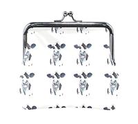 Multi 13 St Patrick's Shamrock Leprechaun Chapeau Pot d'or Arc-en-ciel sur blanc Femme Porte-monnaie en cuir Moraillon Carte hanger Portefeuille Petite boucle Sac à main Étui Kiss Lock Pochette P