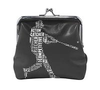 Multi 14 Man Baseball Batter Hits The Ball on Dark Women Porte-Monnaie en Cuir Hasp Card Key Change Wallet Small Boucle Sac à Main Case Kiss Lock Clutch Pouch Pocket for Girls Ladies