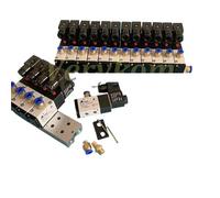 Multi 2~20 Row 3V210-08 Electromagnetic Solenoid Valve Block With Muffler Fitting Base Manifold DC 12v 24v AC 110v 220v 3 Port(10 way)