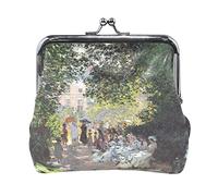Multi 2 Claude Monet Le Parc Monceau Porte-Monnaie en Cuir Kiss Lock Pochette Poche Moraillon Carte Clé Changer Portefeuille Boucle Petit Sac à Main Étui pour Femmes Filles Dames