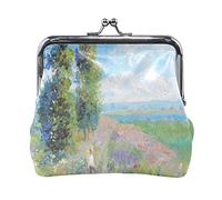 Multi 4 Claude Monet Le Jardin de L'Artiste à Argenteuil Porte-Monnaie en Cuir Kiss Lock Pochette de Poche Moraillon Carte Clé Changer Portefeuille Boucle Petit Sac à Main étui pour Femme Fille Dames