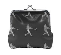 Multi 4 Man Baseball Batter Hits The Ball on Dark Women Porte-Monnaie en Cuir Hasp Card Key Change Wallet Small Boucle Sac à Main Case Kiss Lock Clutch Pouch Pocket for Girls Ladies