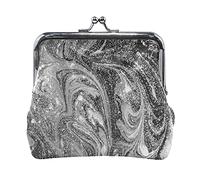 Multi 5 Silver White Shiny Glittering Background Yellow Holiday Tinsel Pattern Women Leather Coin Purse Hasp Card Key Change Wallet Small Buckle Handbag Case Kiss Lock Clutch Pouch Pocket for Girls La