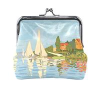 Multi 9 Claude Monet Le Parc Monceau Porte-Monnaie en Cuir Kiss Lock Pochette Poche Moraillon Carte Clé Changer Portefeuille Boucle Petit Sac à Main Étui pour Femmes Filles Dames