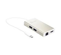 Multi-Adaptateur USB-C - j5create - JCA374 - Champagne Métallique - 5Gbps - Connectivité supplémentaire