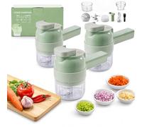 Multi Blade Chopper Electric Hand Held, 5-in-1 Wireless Electric Vegetable Chopper with Slicing Grating Peeling, Rechargeable Food Processor Cutter for Garlic Onion Meat Vegetable (B*3)