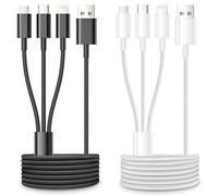 Multi Câble USB, 3 en 1 Câble Universel [1.2M/2-Paquet] Câble Chargeur Charge Rapide avec Micro USB Type C Lightning Câble pour iPhone, Samsung Galaxy, Moto, Hoor View