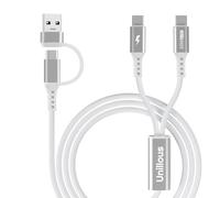 Multi Câble USB C, [1.2M] 4-en-1 Universel Câble Chargeur USB C avec 2 Type C Charge Rapide Cordon, Chargeur Multi Embout Compatible iPhone 16 Plus Pro Max 15 Galaxy Redmi MacBook Switch PS5 Tablet
