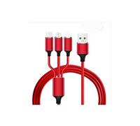 Multi Chargeur USB A vers Lightning, Micro USB, Type C 3 en1 - rouge/1,2m