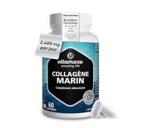 Multi Collagène Marin Hydrolysé 2400mg, 1200mg par Comprimé, avec Ovoderm Membrane de Coquille d’Œuf Type I V et X Pour Articulations Os Peau Cheveux Ongles Qualité Pharmaceutique