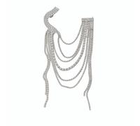 Multi-couche exquise gland chaîne costume épingle, strass épaule planche frange marque épaule marque collier décoration, As show, Acier allié