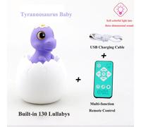 Multi-Forme Creative Simulation Oeuf De Dinosaure Veilleuse Capteur Pats Musique Coloree Lampe De Table Bebe Aide Au Sommeil Enfants Jouet Lumineux,Tyrannosaure