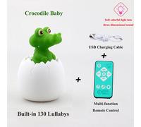 Multi-Forme Creative Simulation Oeuf De Dinosaure Veilleuse Capteur Pats Musique Coloree Lampe De Table Bebe Aide Au Sommeil Enfants Jouet Lumineux, Crocodile
