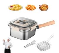 Multi-function Frying Cooker Set Fryer, Cooker, Fresh Keeping & Vegetables Washing, Japanese Deep Steel Pour Fryer Pot with Basket, For Frying Chicken,for Camping (B)