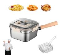 Multi-function Frying Cooker Set Fryer, Cooker, Fresh Keeping & Vegetables Washing, Japanese Deep Steel Pour Fryer Pot with Basket, For Frying Chicken,for Camping (A)